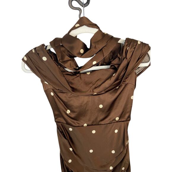 LPA Luisa Midi Dress Satin Polka Dot Retro Glam Formal Party Hoco Statement XXS - Picture 6 of 10